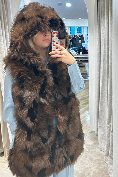 Lola Casedemunt Hooded Fur Gilet