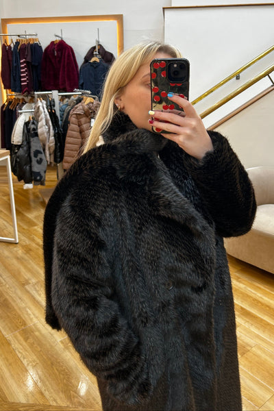 Etage Faux Fur Coat Black