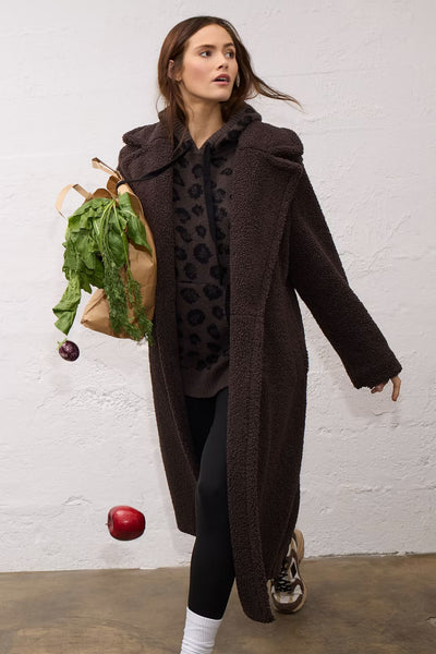 Oui Brown Teddy Coat
