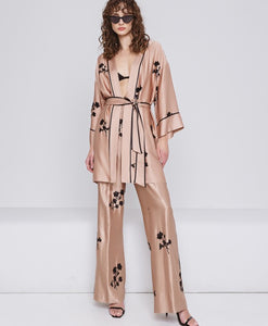 ACCESS Kimono dress with flower embroideries