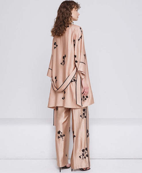 ACCESS Kimono dress with flower embroideries