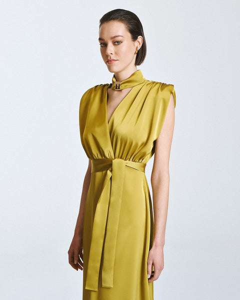 ACCESS Maxi dress with V-neck and metallic detail