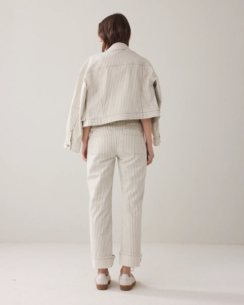 SUMMUM DENIM TROUSERS WITH HERRINGBONE STRIPE