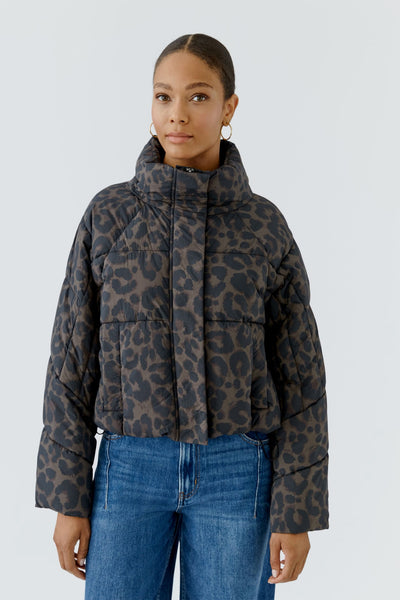 Oui Leopard Puffer Coat