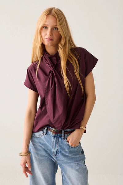 Summum Taffeta Shawl Collar Top
