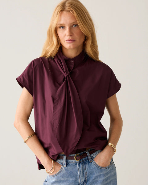 Summum Taffeta Shawl Collar Top
