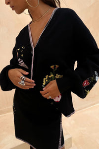 Never Fully Dressed Black Night Garden Knit Cardigan
