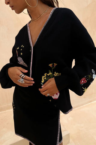 Never Fully Dressed Black Night Garden Knit Cardigan