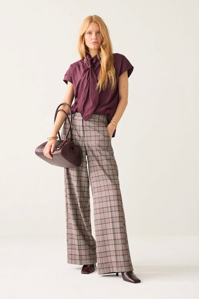 Summum Plaid trousers with piping