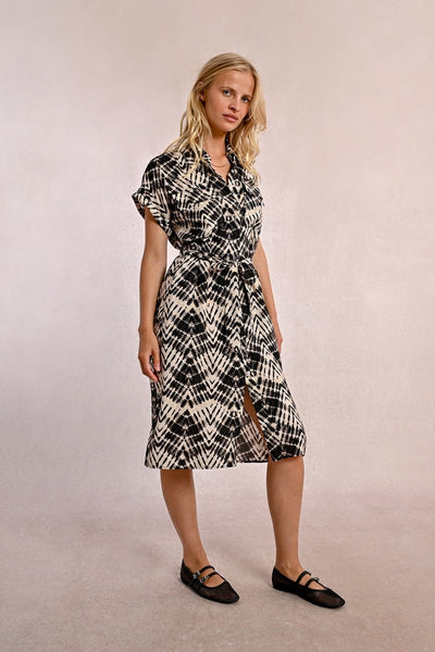 MOLLY BRACKEN LONG BELTED DRESS
