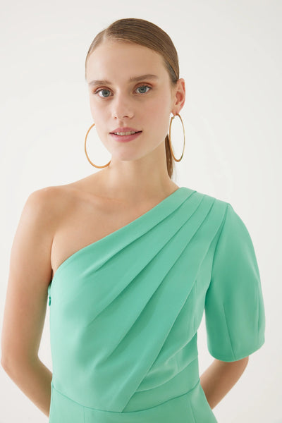 EXQUISE One Shoulder Detailed Midi Dress