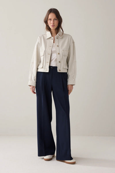 SUMMUM DENIM JACKET WITH HERRINGBONE STRIPE