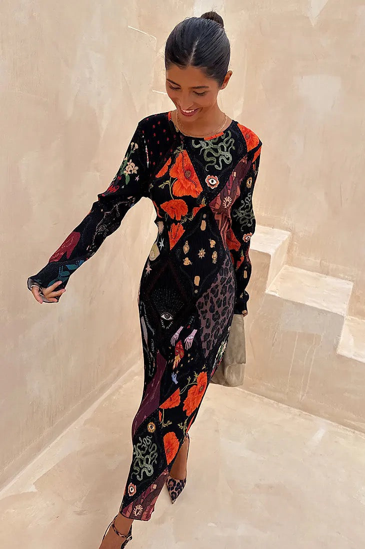 Never Fully Dressed Night Garden Gaia Plisse Dress
