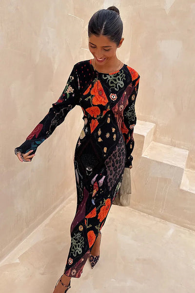 Never Fully Dressed Night Garden Gaia Plisse Dress