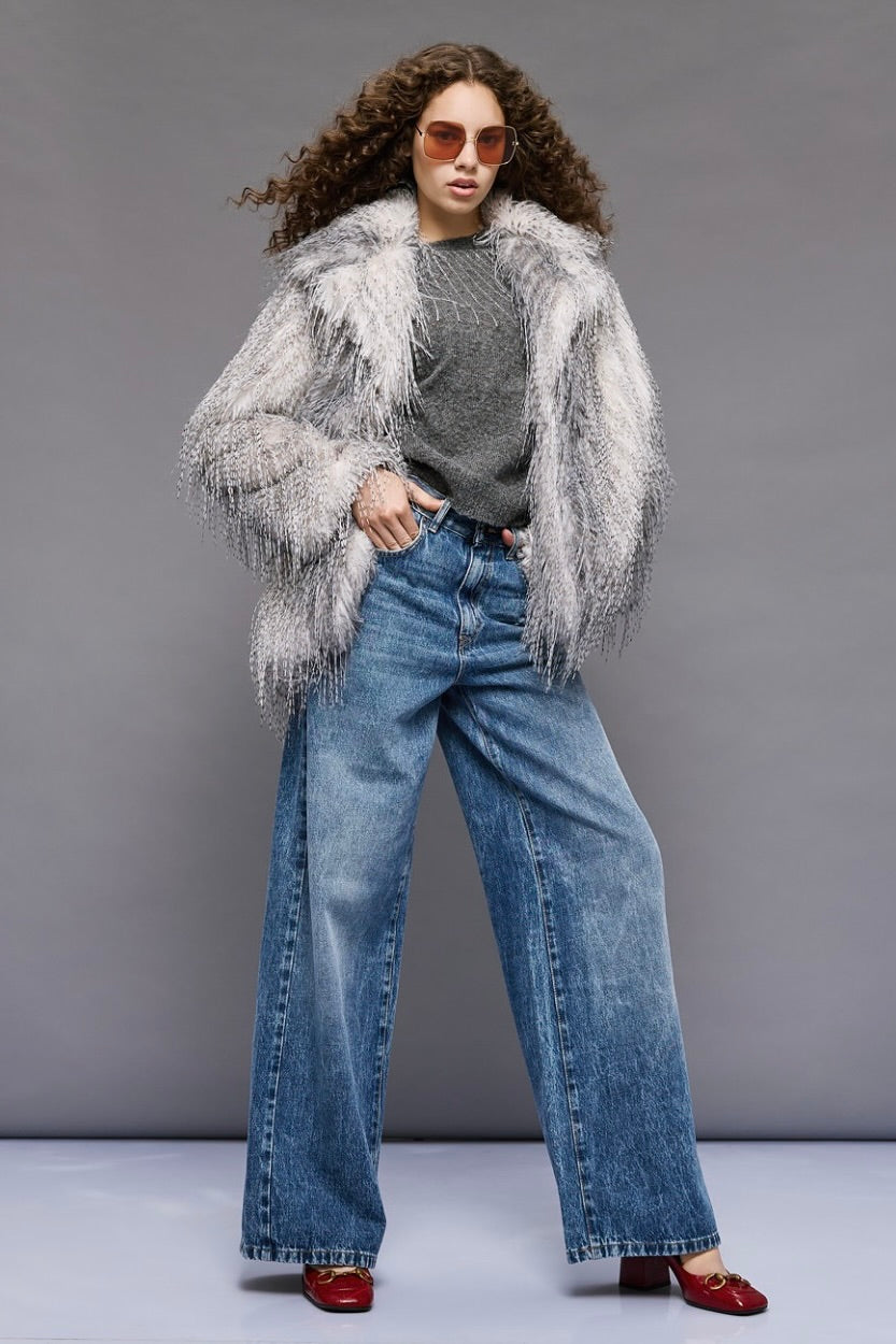 Access Long-hair faux fur coat
