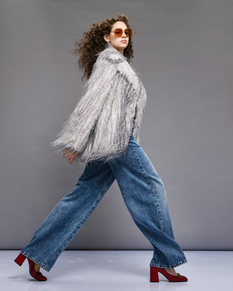 Access Long-hair faux fur coat