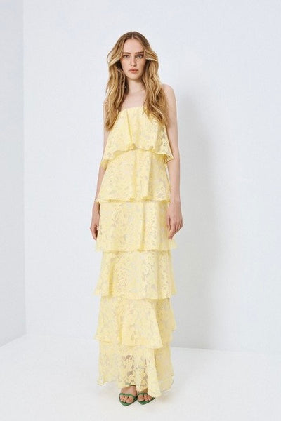 Access Maxi devore dress with ruffle details