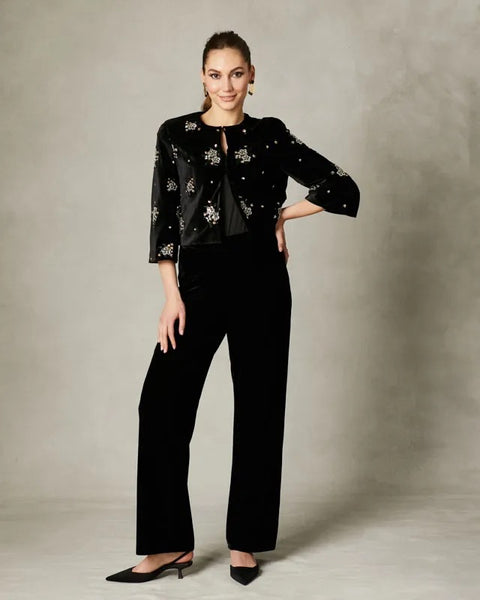 Fee G Athena Beaded Short Jacket Black