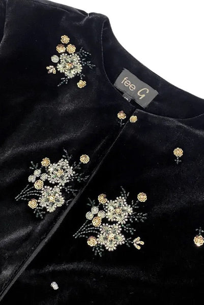 Fee G Athena Beaded Short Jacket Black