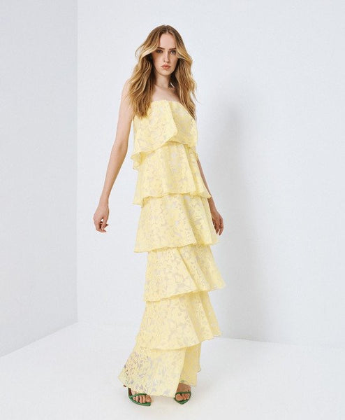 Access Maxi devore dress with ruffle details