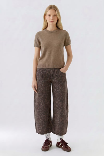 Oui Animal Print Barrel Jean