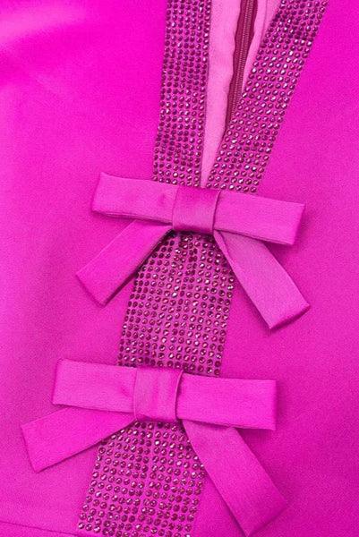 Fee G Isabella Tailored Sequin Trim With Bow In Pink