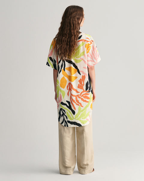 GANT Palm Print Linen Short Sleeve Caftan