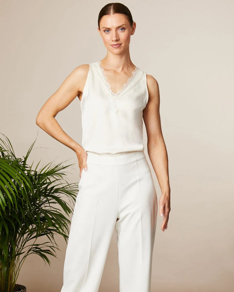 Fee G Lace Trim Vest Cream