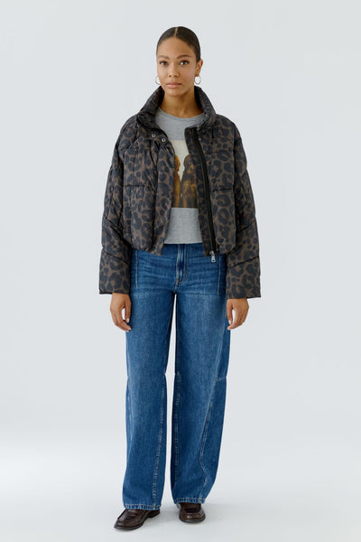 Oui Leopard Puffer Coat