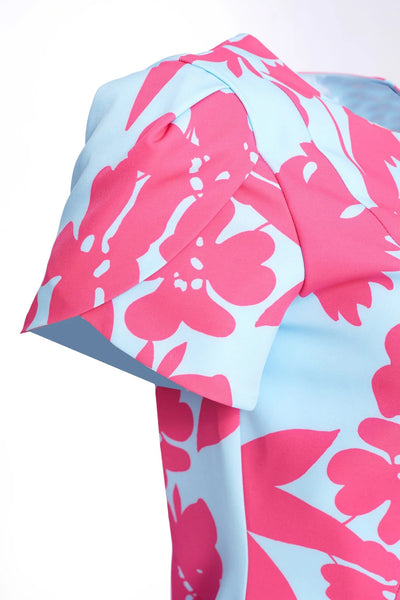 Kate Cooper Floral Print Dress w/ short sleeve