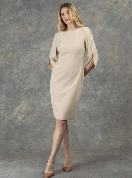 fee g tailored dress with beaded sleeve biscuit