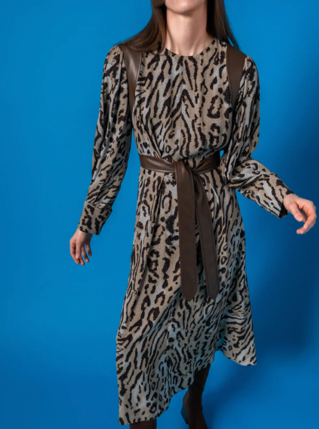 Kameya Leopard Print Tie Dress