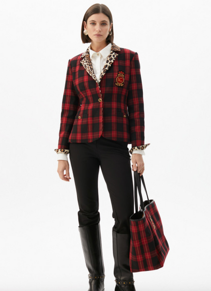 Lola Casedemunt Tartan Animal Print Blazer