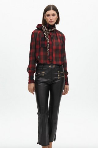 Lola Casedumont Animal Print Tartan Shirt With Bow
