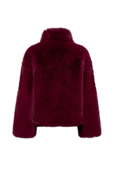 Silvian Beach Short Burgundy Faux Fur Jacket