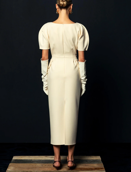 Kameya Draped Structured Shoulder Detail Dress