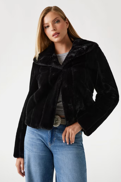 Guess Faux Fur Short Black Jacket