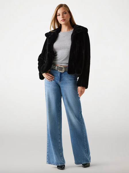 Guess Faux Fur Short Black Jacket