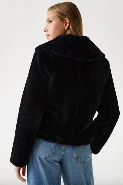 Guess Faux Fur Short Black Jacket