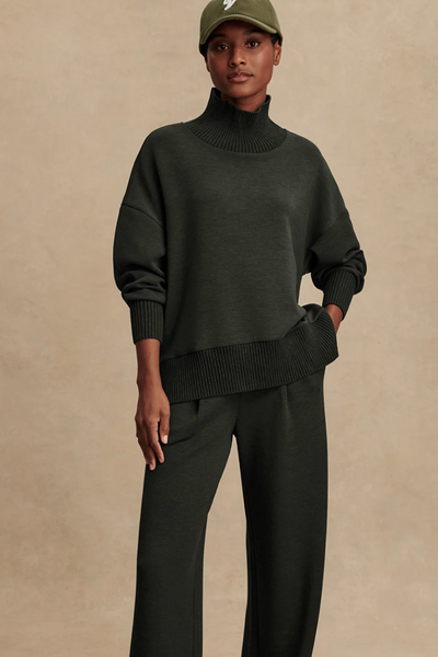 Varley Olma Barker Olive Marl Khaki High Neck Sweat
