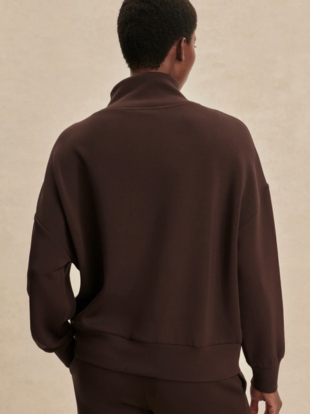 Varley Hawley Half Zip Sweat in Brown