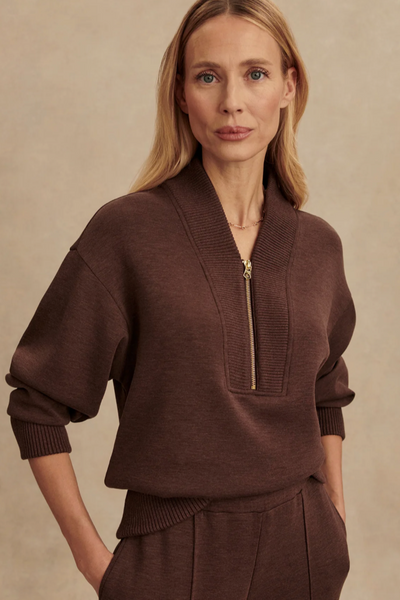 Varley Sally Half Zip Sweat Coffee Marl