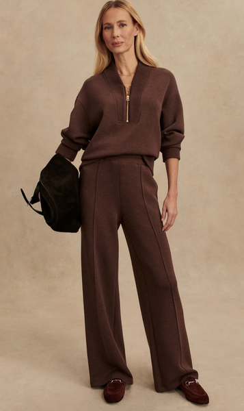 Varley Sally Half Zip Sweat Coffee Marl