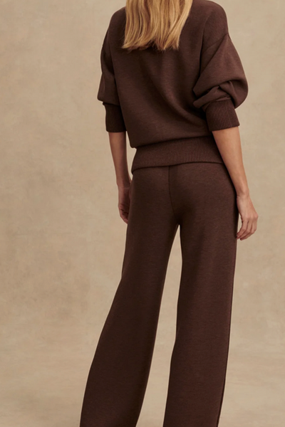 Varley Wide Leg Pant 28" Coffee Marl