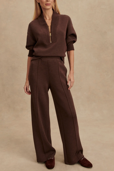 Varley Wide Leg Pant 28" Coffee Marl