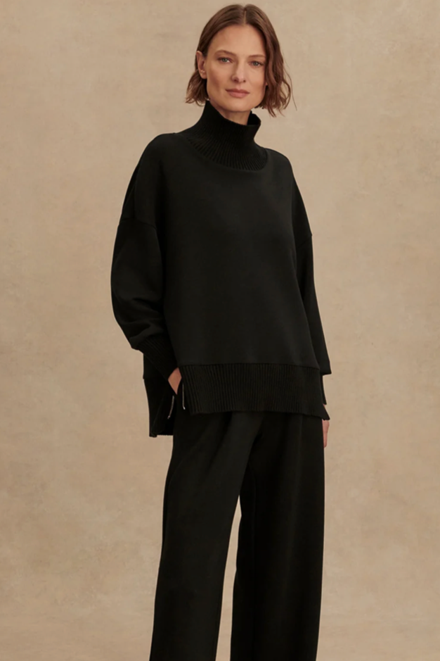 Varley Barker High Neck Sweat In Black