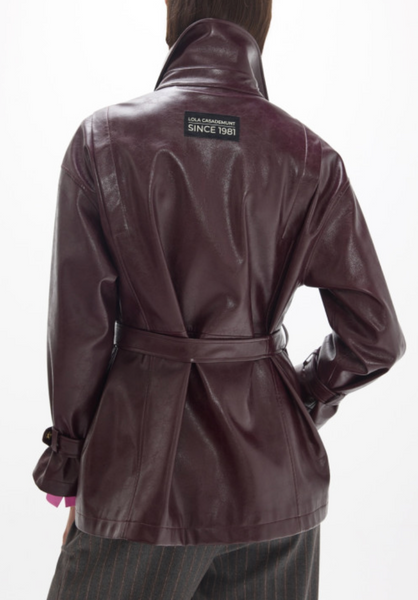 Lola Casedemont Biker Burgundy Belted Jacket