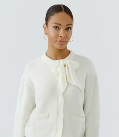 Oui Bow Cream Knitwear