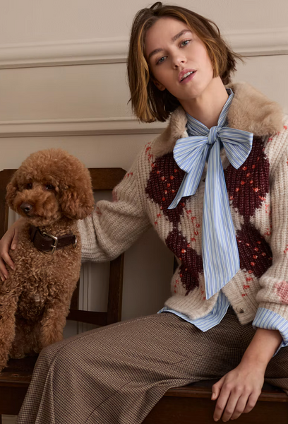 Oui Cardi Fluffy Printed