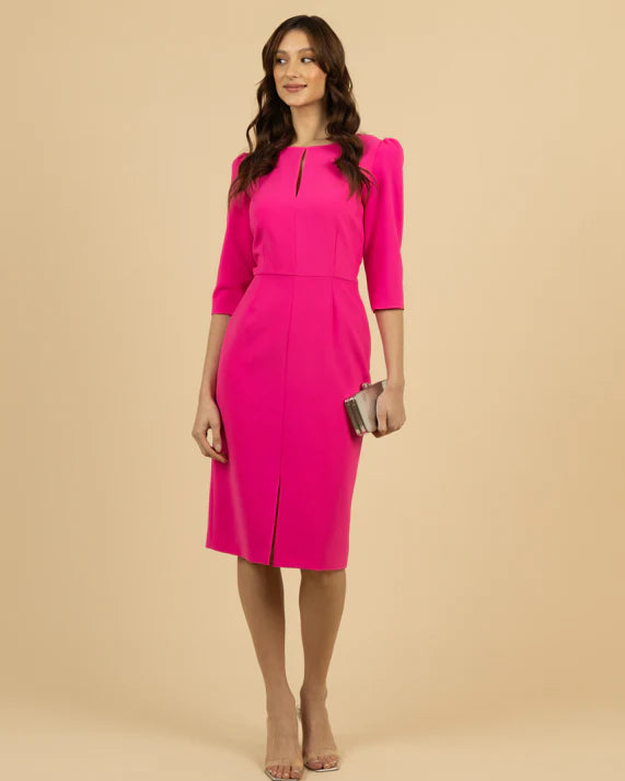 Fee G tailored split neck dress